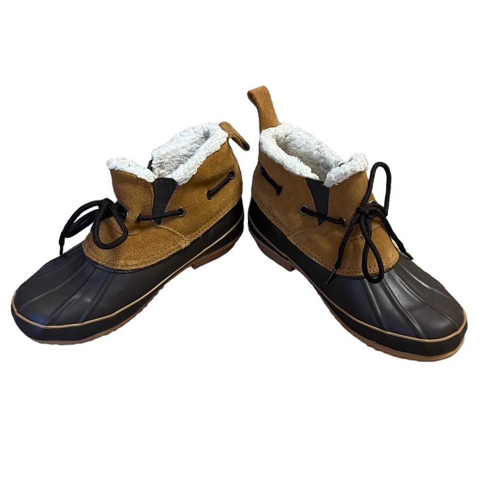 Khombu Suede Leather Short Duck Boots With Faux Fur Lining Size 6 - Picture 4 of 8